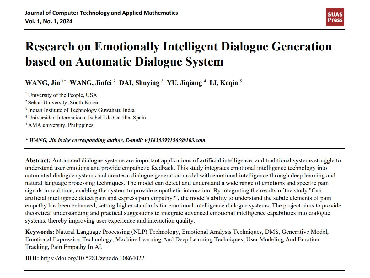 	Research on Emotionally Intelligent Dialogue Generation based on Automatic Dialogue System